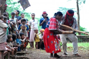 An Elder and Datu playing the Umajamnen Muscial Instruments