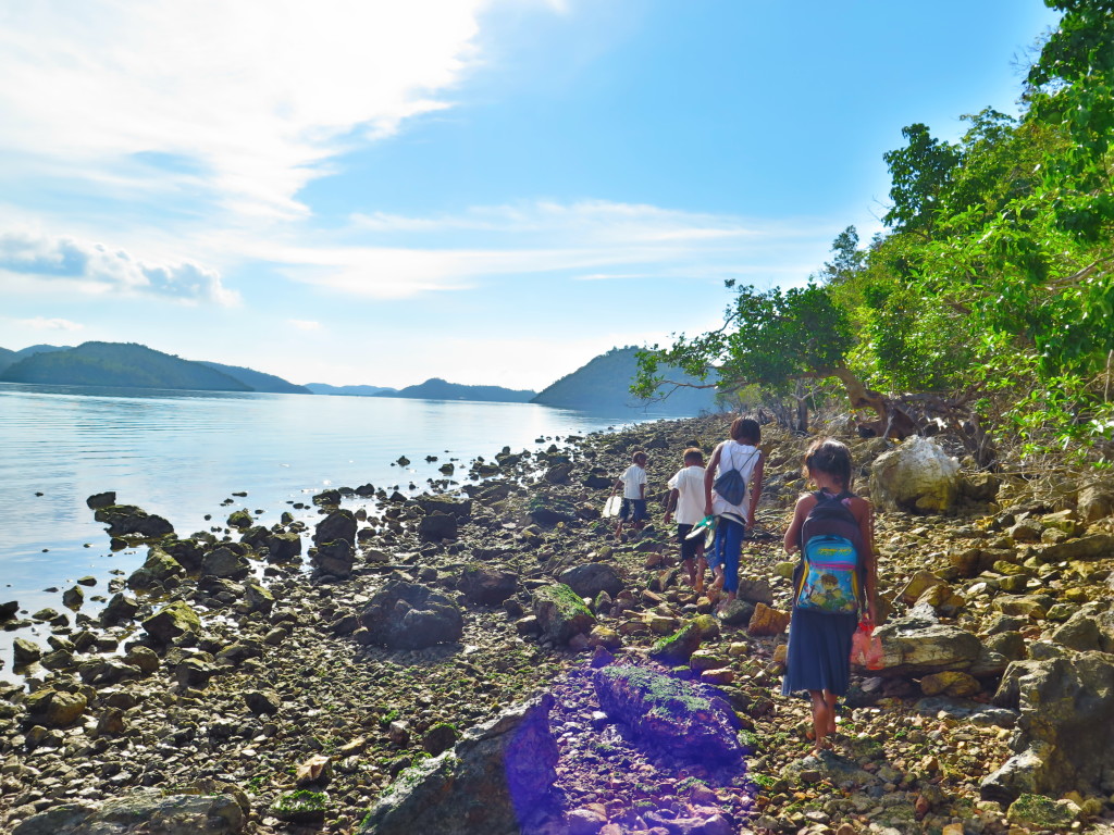 Tagbanua children from other communities, on their journey to school everyday