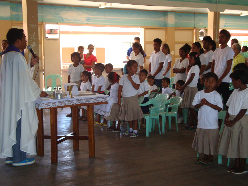 The presider of the mass is Fr. Arthur Nebrao, S.J Parish Priest in Immaculate Conception Parish of Culion.