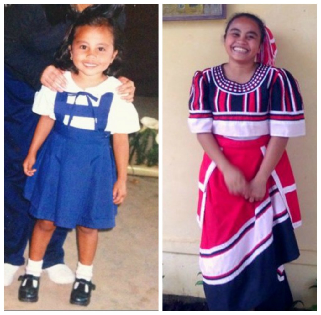 Arjane then and now: as a young learner at Sta. Teresita Pre-school in Miarayon, Bukidnon, and as a student of a Pamulaan Center for IP Education